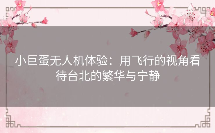 小巨蛋无人机体验：用飞行的视角看待台北的繁华与宁静