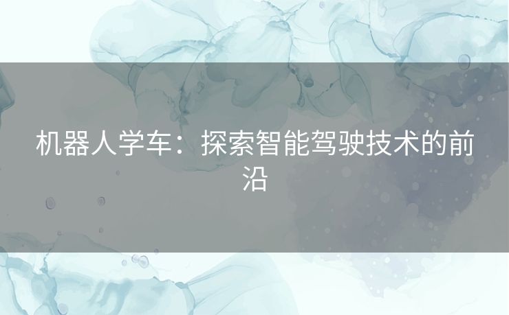 机器人学车：探索智能驾驶技术的前沿
