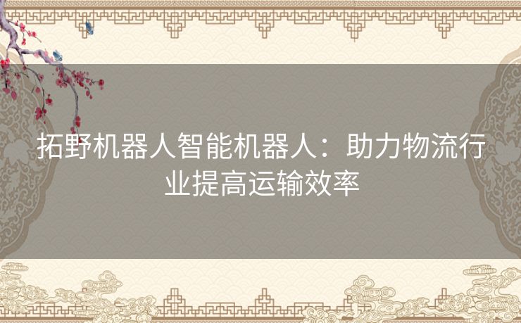 拓野机器人智能机器人：助力物流行业提高运输效率