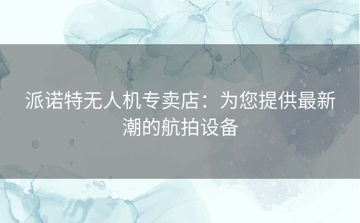 派诺特无人机专卖店：为您提供最新潮的航拍设备