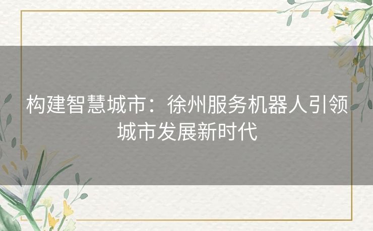 构建智慧城市：徐州服务机器人引领城市发展新时代