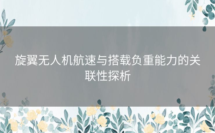 旋翼无人机航速与搭载负重能力的关联性探析
