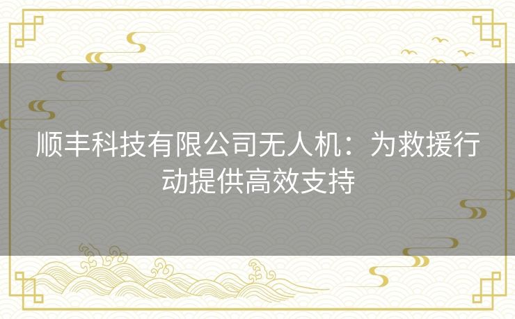 顺丰科技有限公司无人机：为救援行动提供高效支持