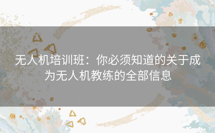 无人机培训班：你必须知道的关于成为无人机教练的全部信息