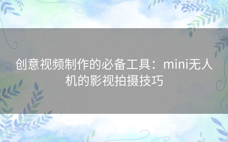 创意视频制作的必备工具：mini无人机的影视拍摄技巧