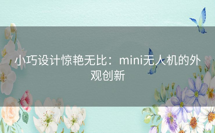 小巧设计惊艳无比：mini无人机的外观创新