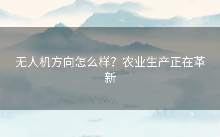 无人机方向怎么样？农业生产正在革新