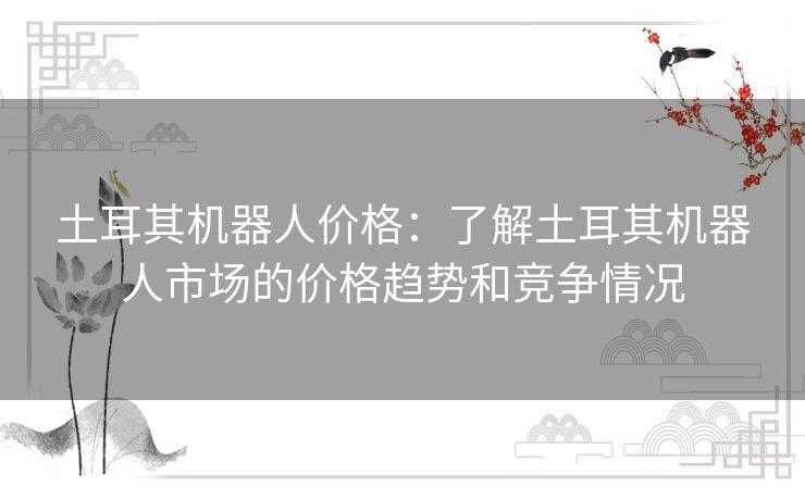 土耳其机器人价格：了解土耳其机器人市场的价格趋势和竞争情况