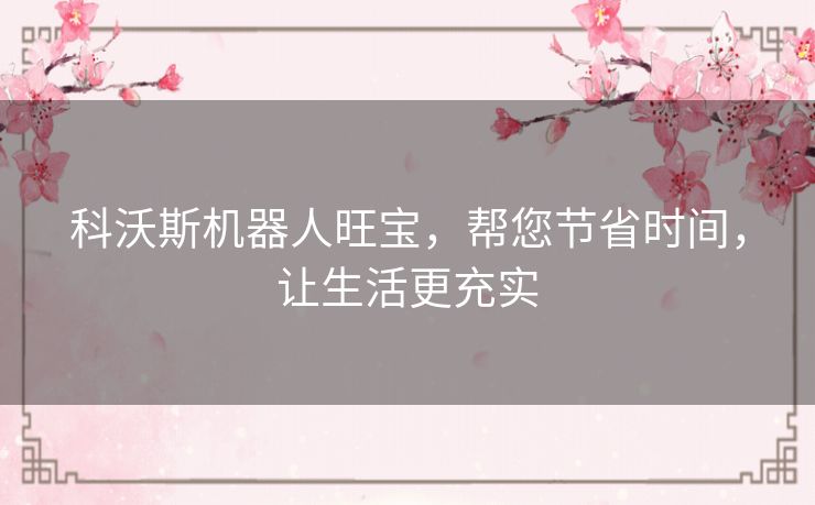 科沃斯机器人旺宝，帮您节省时间，让生活更充实