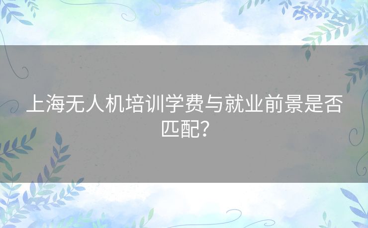 上海无人机培训学费与就业前景是否匹配？