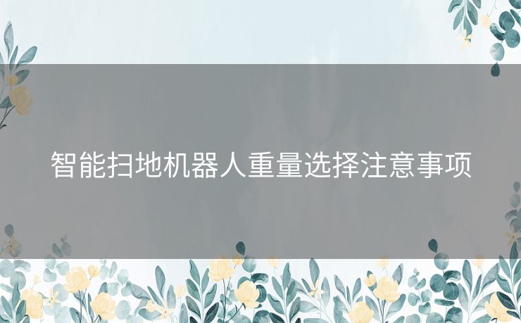 智能扫地机器人重量选择注意事项