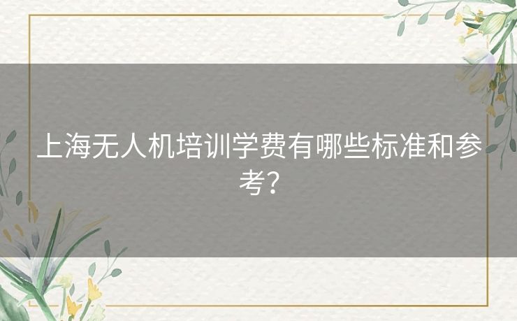 上海无人机培训学费有哪些标准和参考？