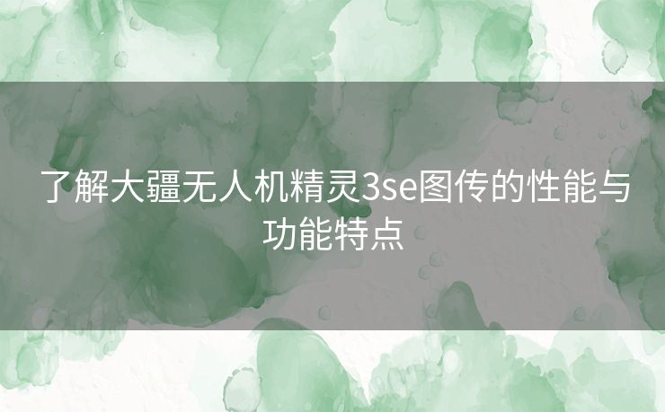 了解大疆无人机精灵3se图传的性能与功能特点