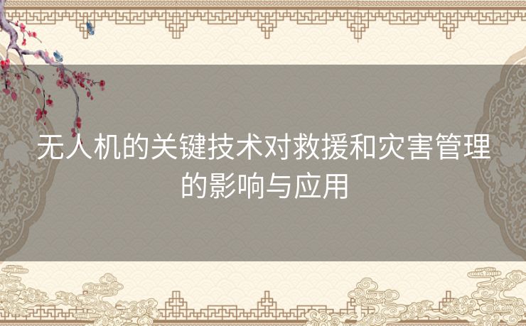 无人机的关键技术对救援和灾害管理的影响与应用