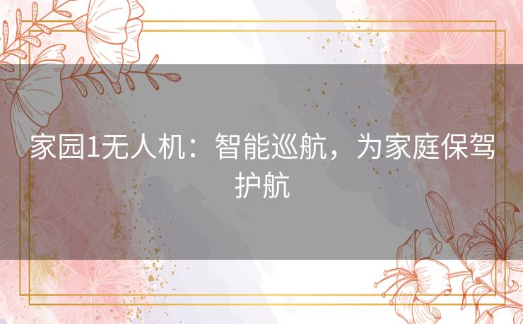 家园1无人机：智能巡航，为家庭保驾护航