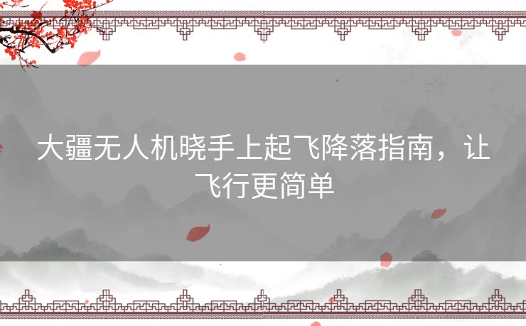 大疆无人机晓手上起飞降落指南，让飞行更简单