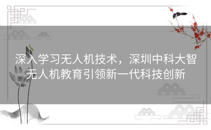 深入学习无人机技术，深圳中科大智无人机教育引领新一代科技创新