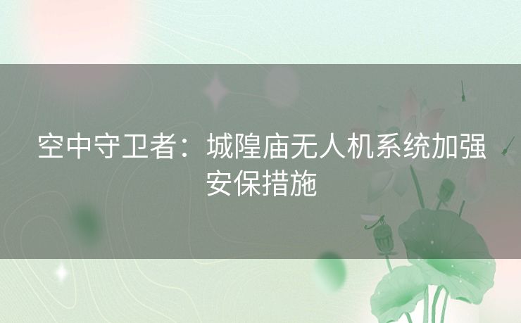 空中守卫者：城隍庙无人机系统加强安保措施