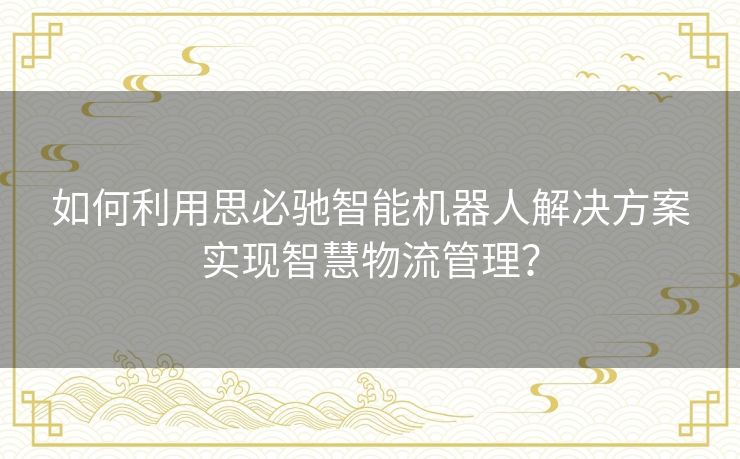 如何利用思必驰智能机器人解决方案实现智慧物流管理？