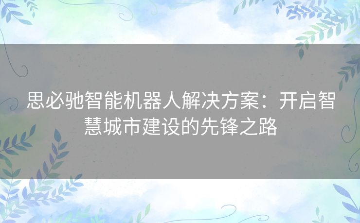 思必驰智能机器人解决方案：开启智慧城市建设的先锋之路