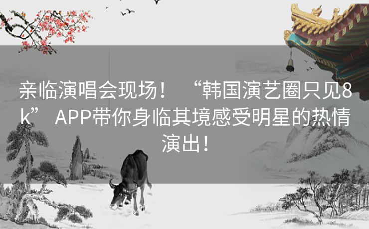 亲临演唱会现场！ “韩国演艺圈只见8k” APP带你身临其境感受明星的热情演出！