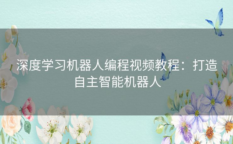 深度学习机器人编程视频教程：打造自主智能机器人