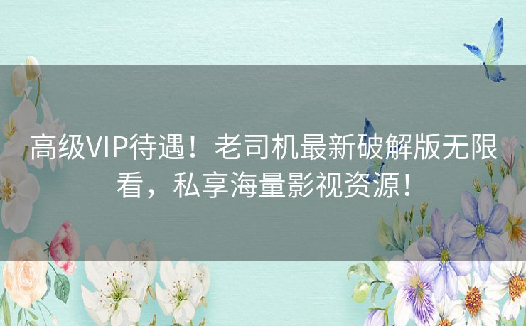 高级VIP待遇！老司机最新破解版无限看，私享海量影视资源！