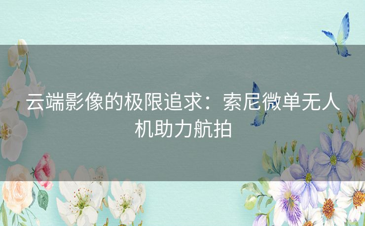云端影像的极限追求：索尼微单无人机助力航拍