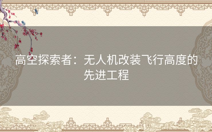 高空探索者：无人机改装飞行高度的先进工程