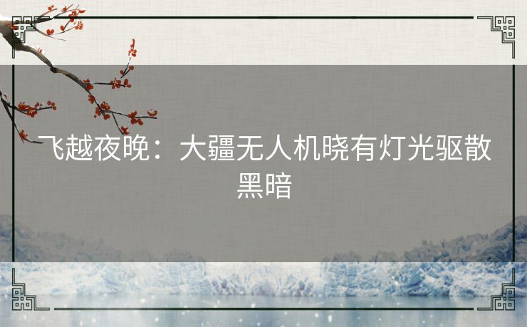 飞越夜晚：大疆无人机晓有灯光驱散黑暗