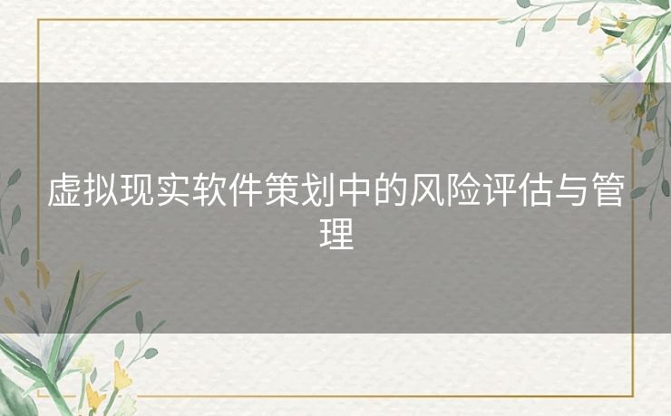 虚拟现实软件策划中的风险评估与管理