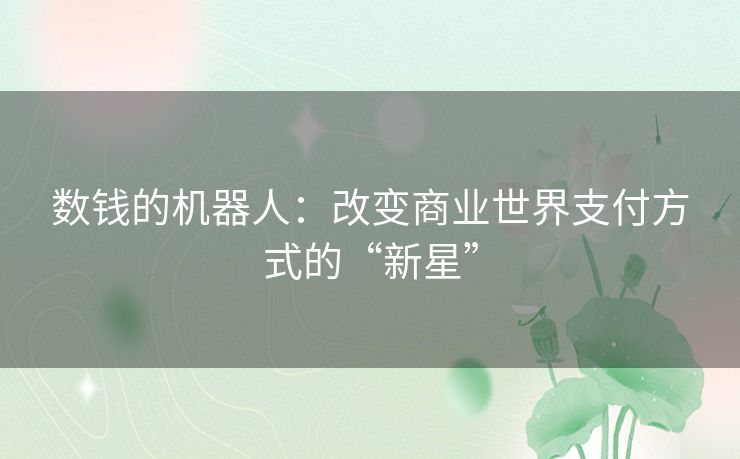 数钱的机器人：改变商业世界支付方式的“新星”