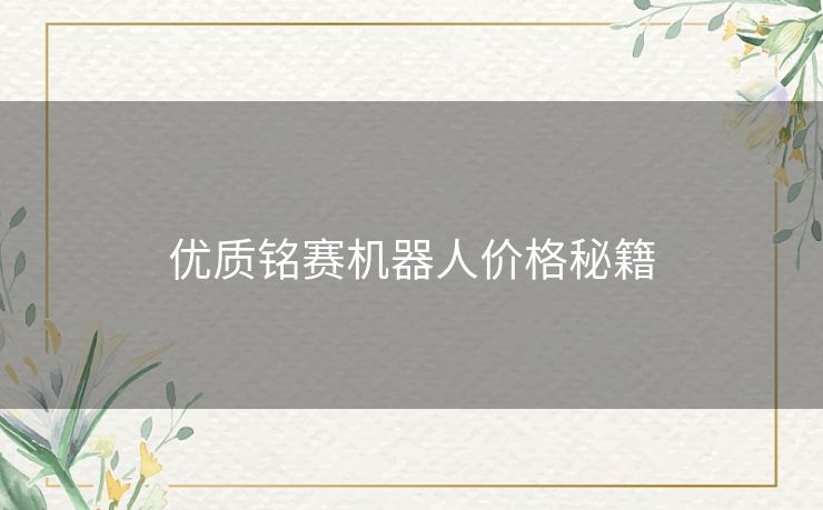 优质铭赛机器人价格秘籍