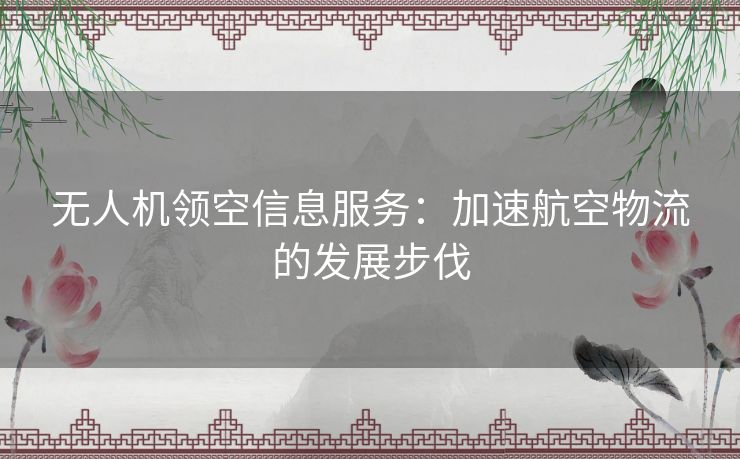 无人机领空信息服务：加速航空物流的发展步伐