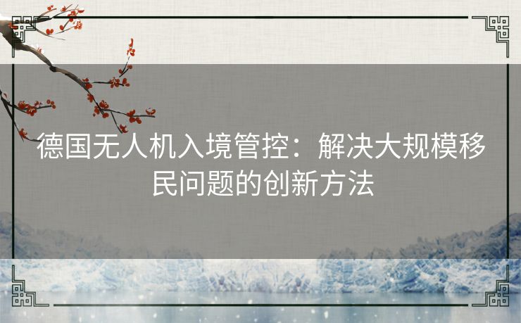 德国无人机入境管控：解决大规模移民问题的创新方法