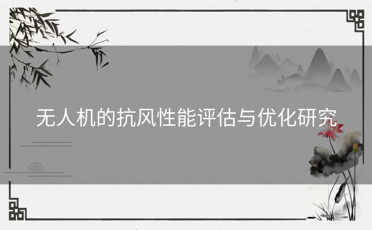 无人机的抗风性能评估与优化研究