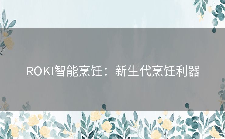 ROKI智能烹饪：新生代烹饪利器