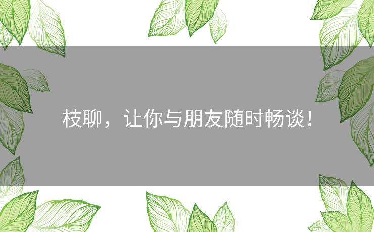 枝聊，让你与朋友随时畅谈！