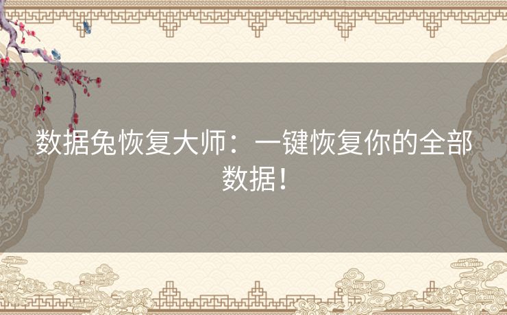 数据兔恢复大师：一键恢复你的全部数据！