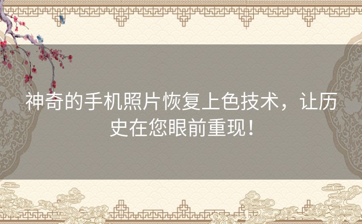 神奇的手机照片恢复上色技术，让历史在您眼前重现！