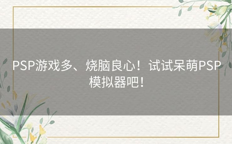 PSP游戏多、烧脑良心！试试呆萌PSP模拟器吧！