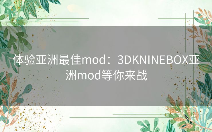 体验亚洲最佳mod：3DKNINEBOX亚洲mod等你来战