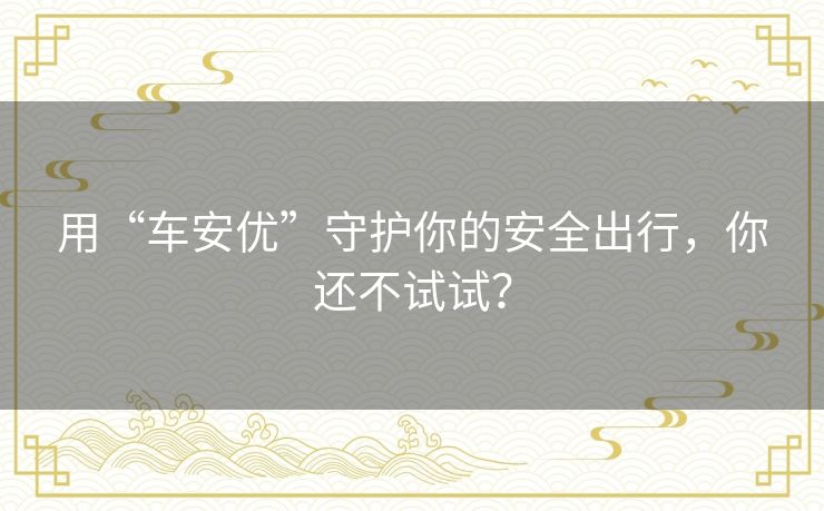 用“车安优”守护你的安全出行，你还不试试？