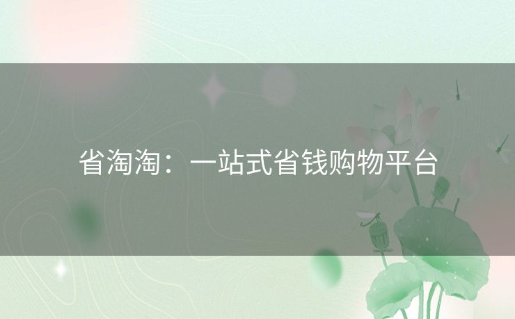 省淘淘：一站式省钱购物平台