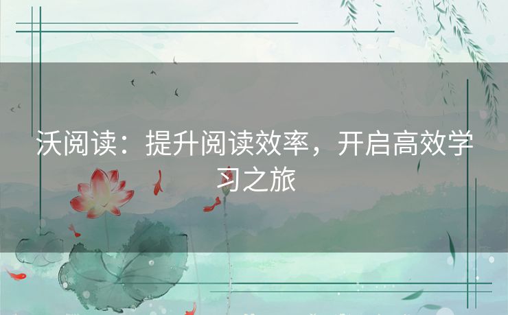 沃阅读：提升阅读效率，开启高效学习之旅