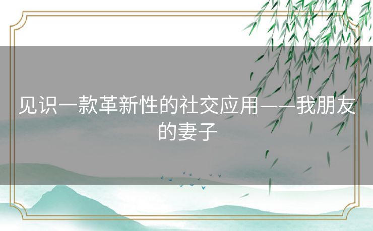 见识一款革新性的社交应用——我朋友的妻子