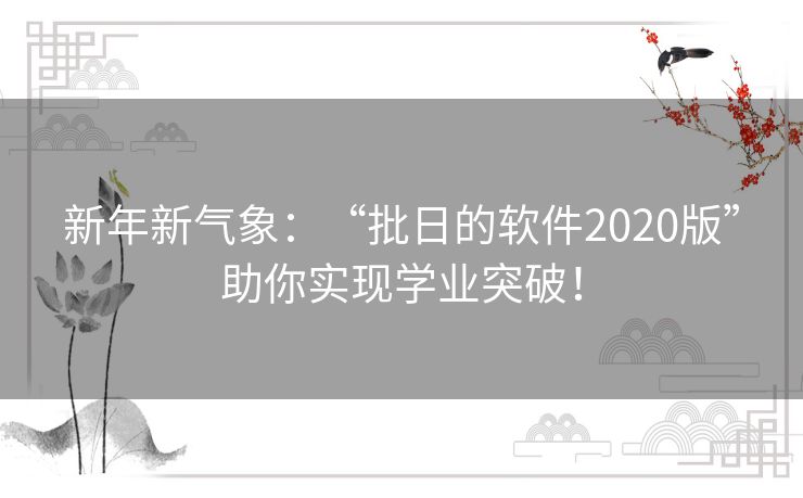 新年新气象：“批日的软件2020版”助你实现学业突破！