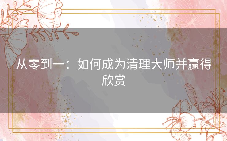 从零到一：如何成为清理大师并赢得欣赏