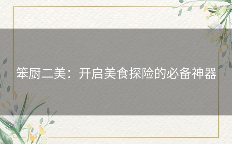 笨厨二美：开启美食探险的必备神器
