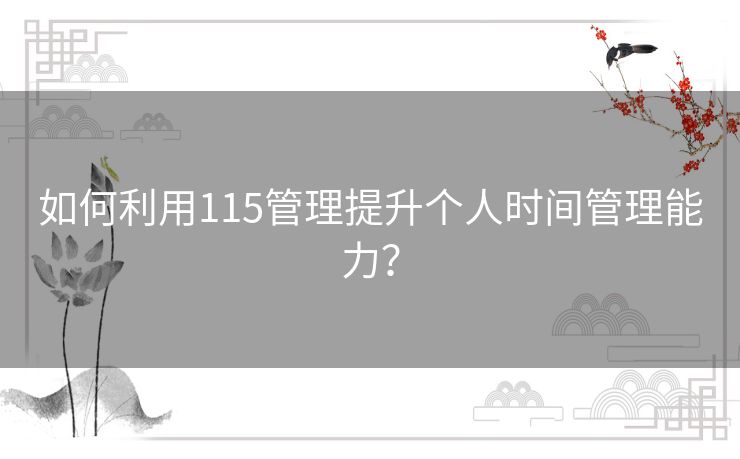 如何利用115管理提升个人时间管理能力？